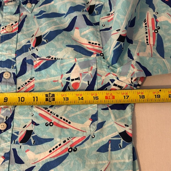 Vineyard Vines Mens XS Classic Fit Airplane Print Short Sleeve Button Down Shirt - Picture 6 of 7